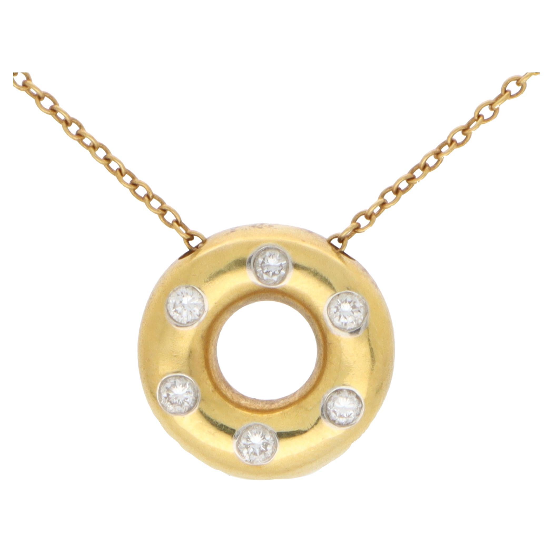 Weinlese Tiffany & Co. Diamant Etoile Halskette aus Gelbgold 
