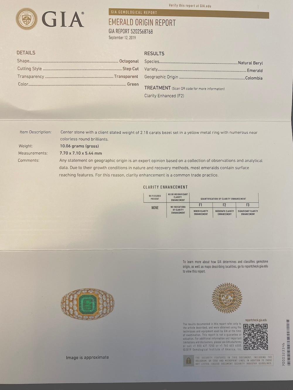 Weinlese Tiffany & Co. Diamant GIA Smaragd 18 Karat Cocktail-Ring (Smaragdschliff) im Angebot