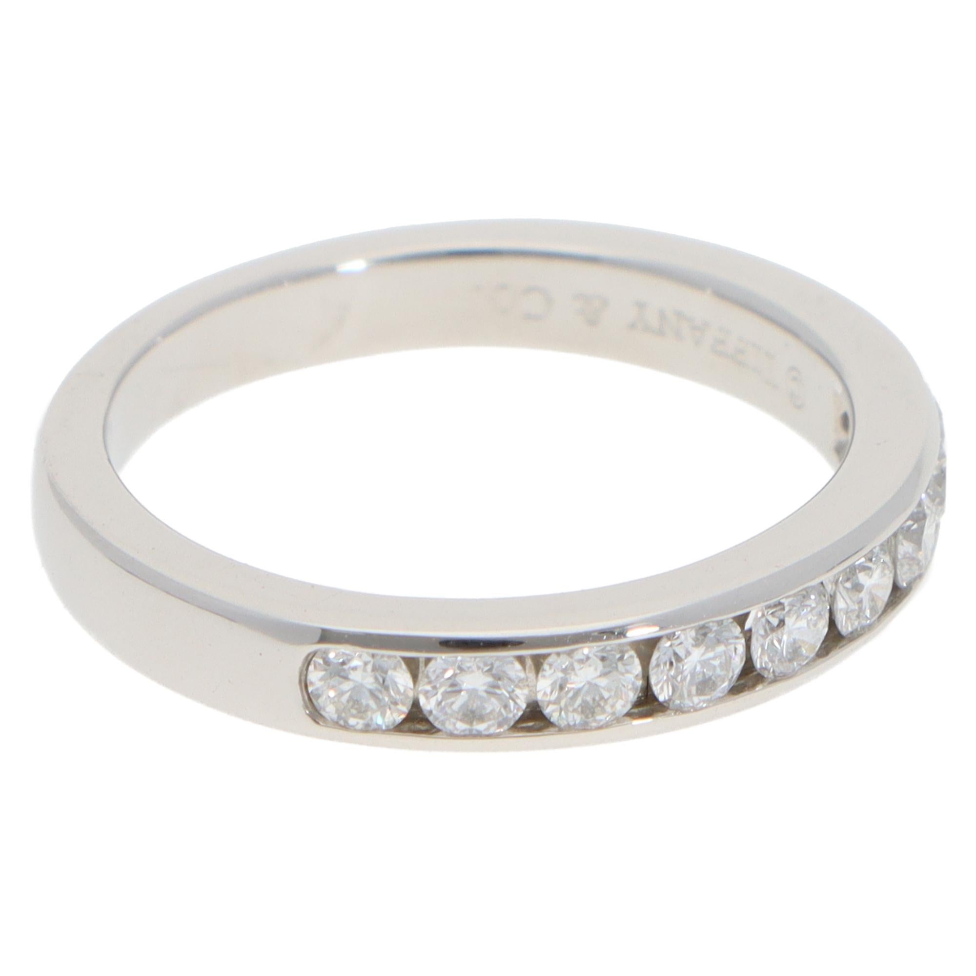 Modern Vintage Tiffany & Co. Diamond Half Eternity Ring in Platinum For Sale