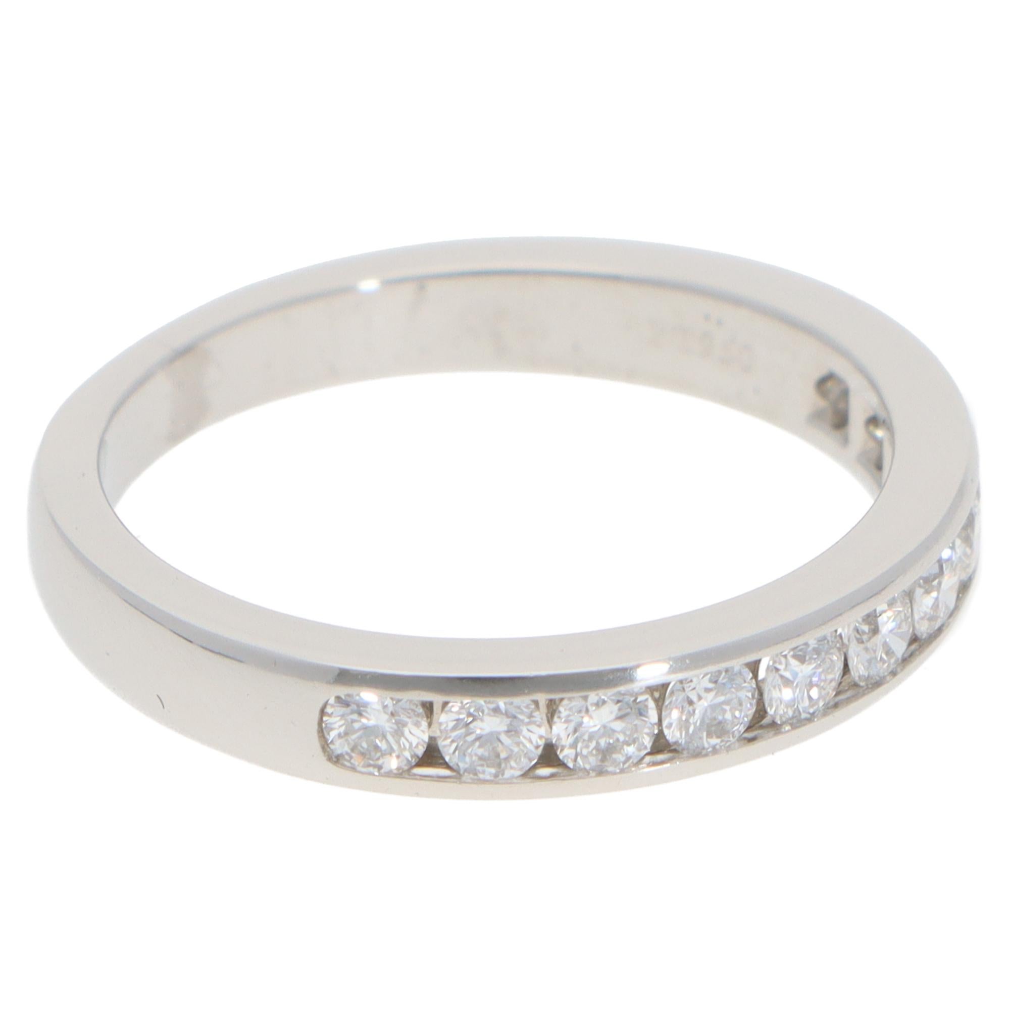 Modern Vintage Tiffany & Co. Diamond Half Eternity Ring in Platinum