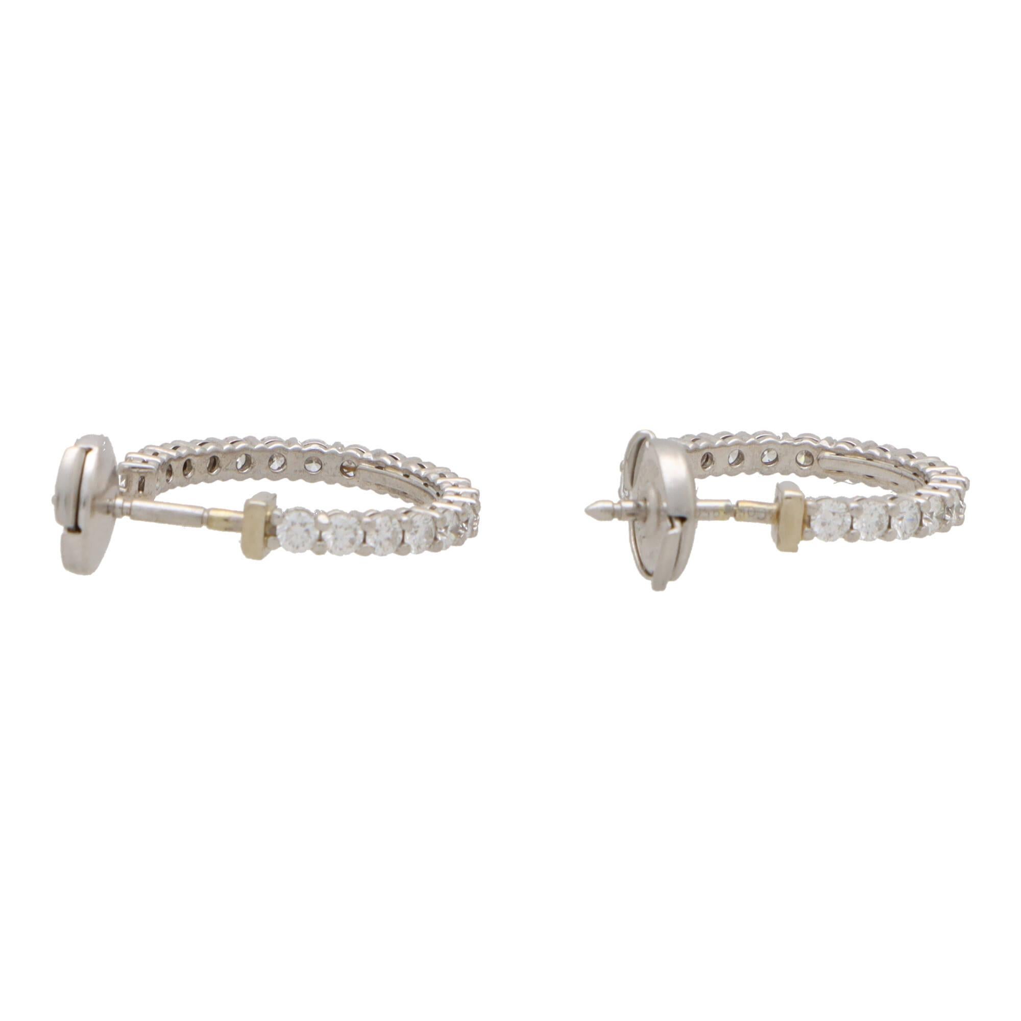 Modern Vintage Tiffany & Co. Diamond Hoop Earrings Set in Platinum