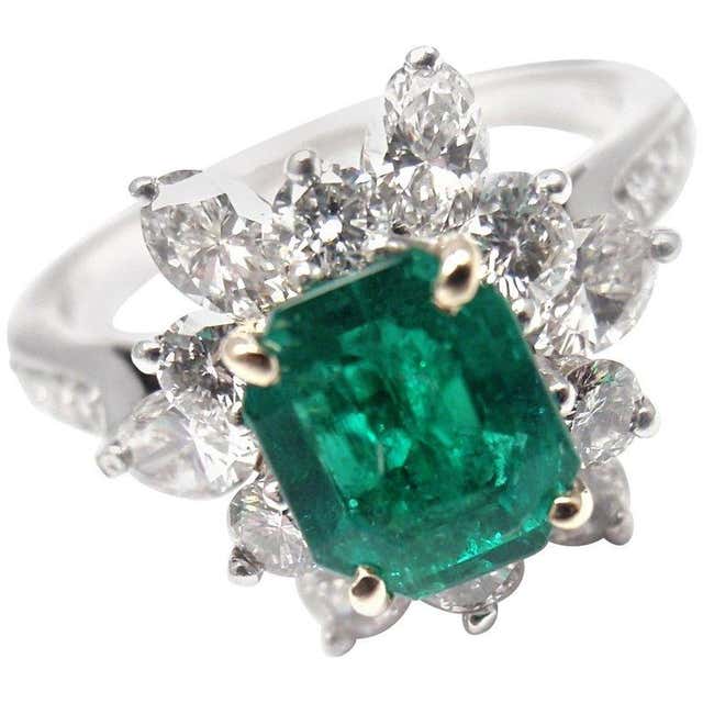 Vintage Tiffany and Co. Diamond Irid Platinum Emerald Cocktail Ring at ...