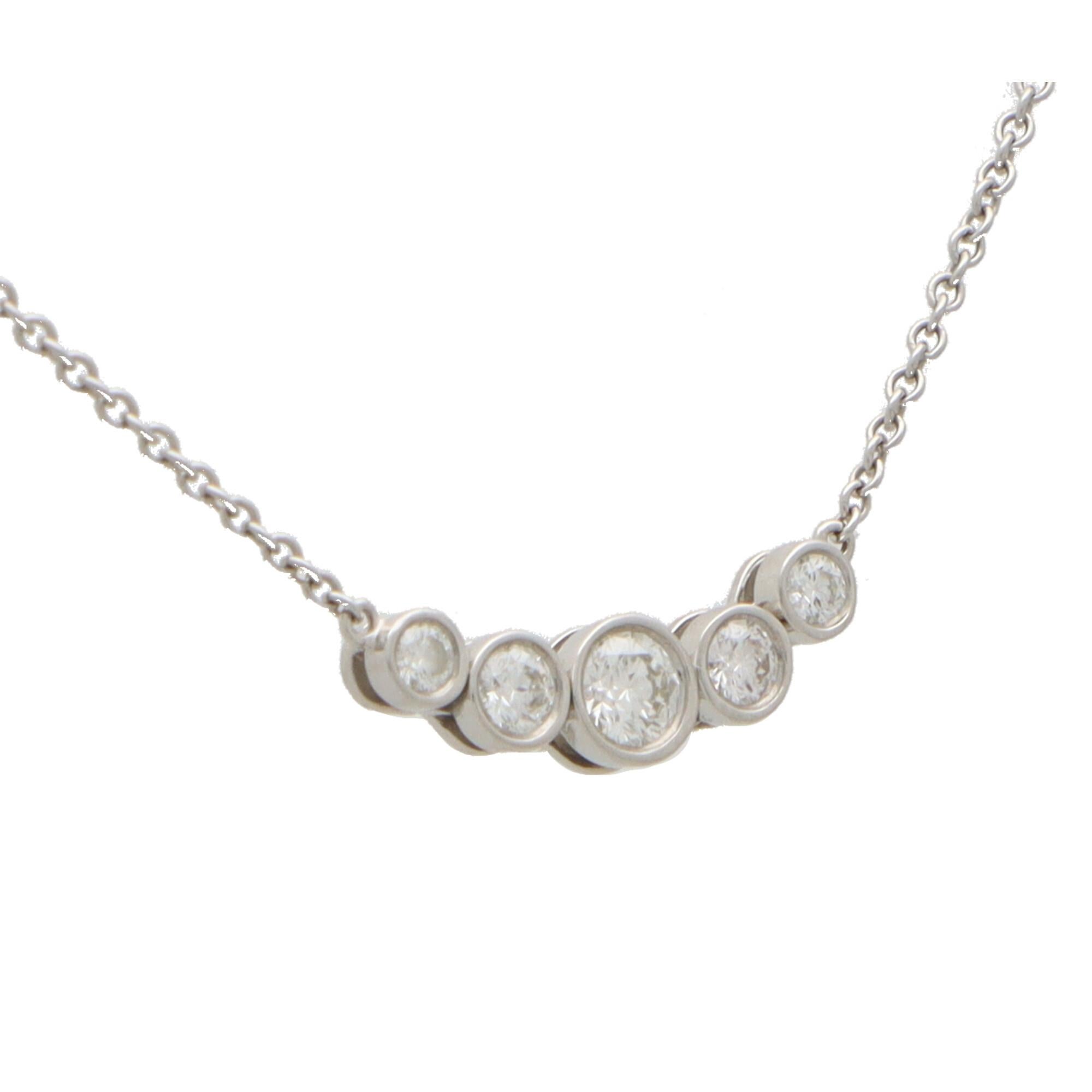 Round Cut Vintage Tiffany & Co. Diamond Jazz Necklace in Platinum