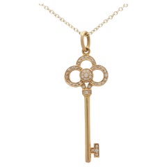 Vintage Tiffany & Co. Diamond Key Pendant Set in 18k Yellow Gold