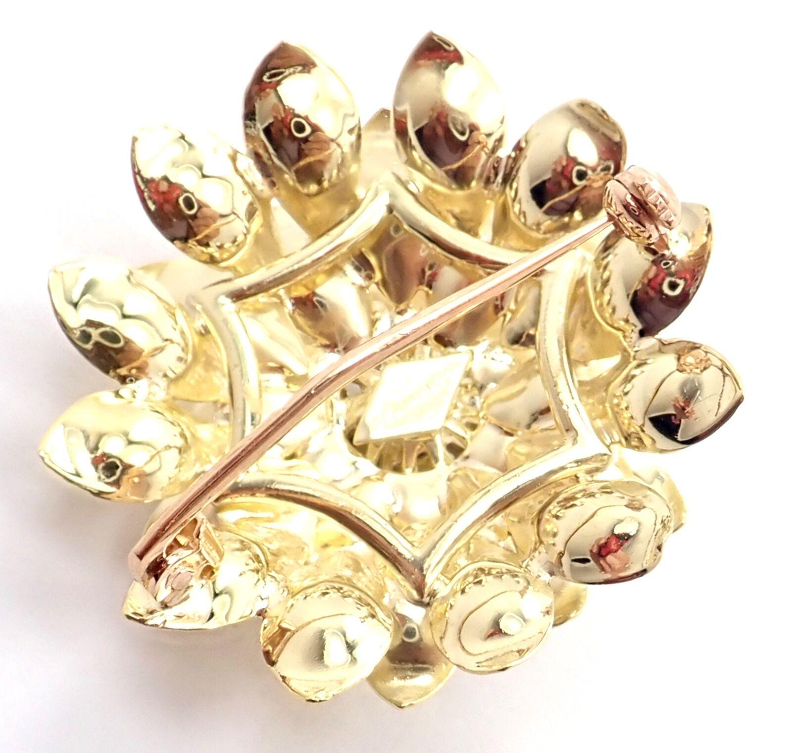 Vintage Tiffany & Co Diamond Lotus Flower Yellow Gold Brooch Pin 1