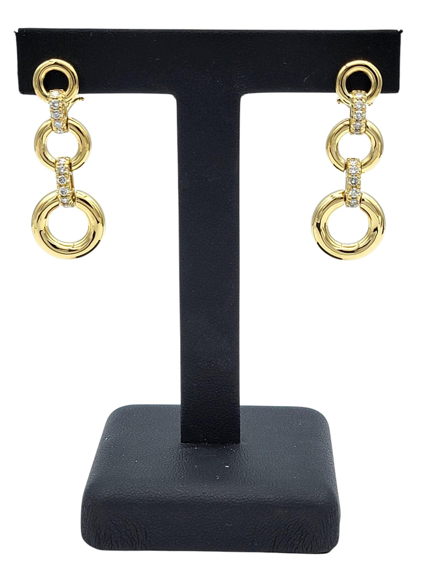 Vintage Tiffany & Co. Diamond Open Circle Drop Earrings in 18 Karat Yellow Gold For Sale 4