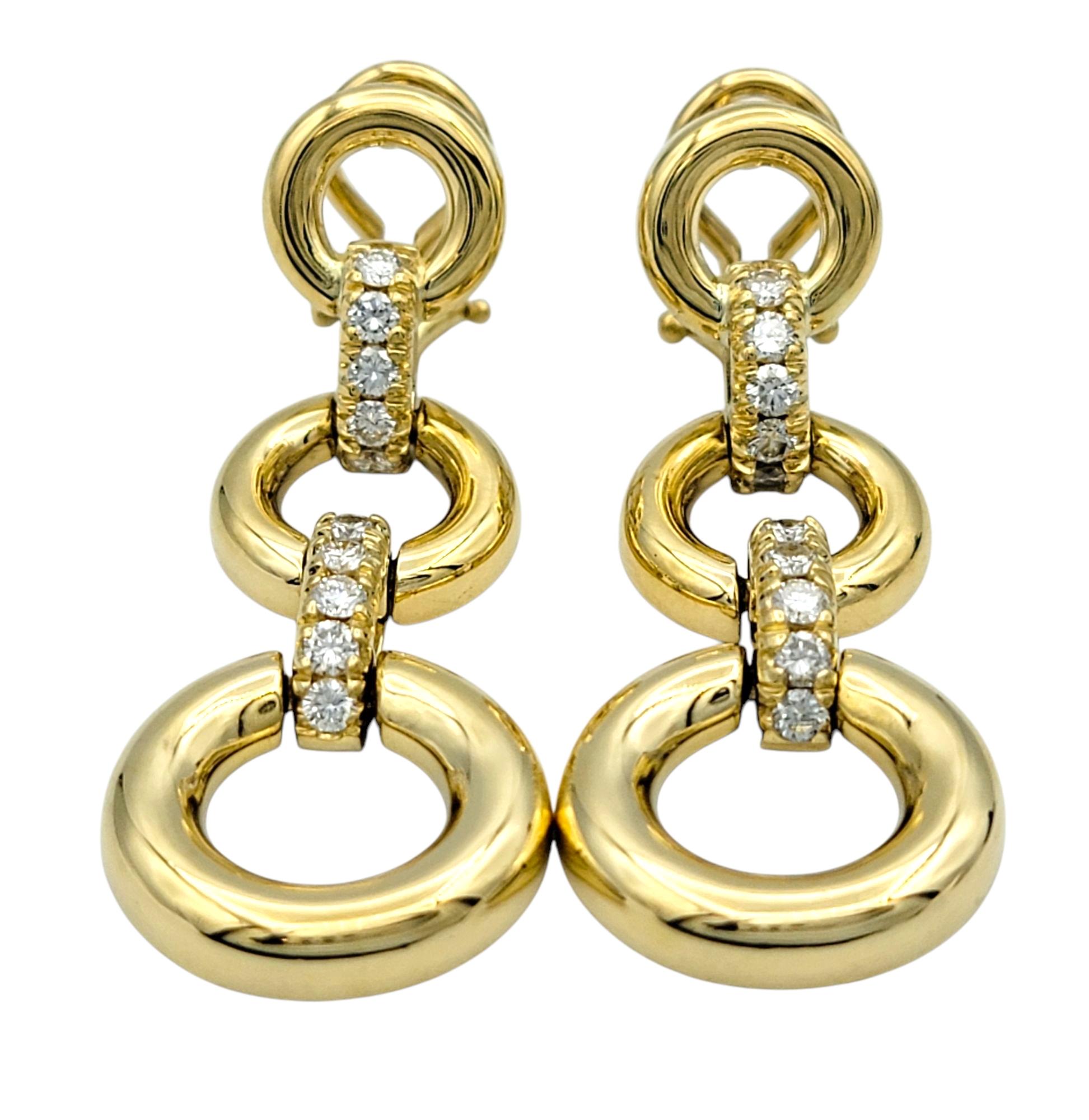 Contemporary Vintage Tiffany & Co. Diamond Open Circle Drop Earrings in 18 Karat Yellow Gold For Sale