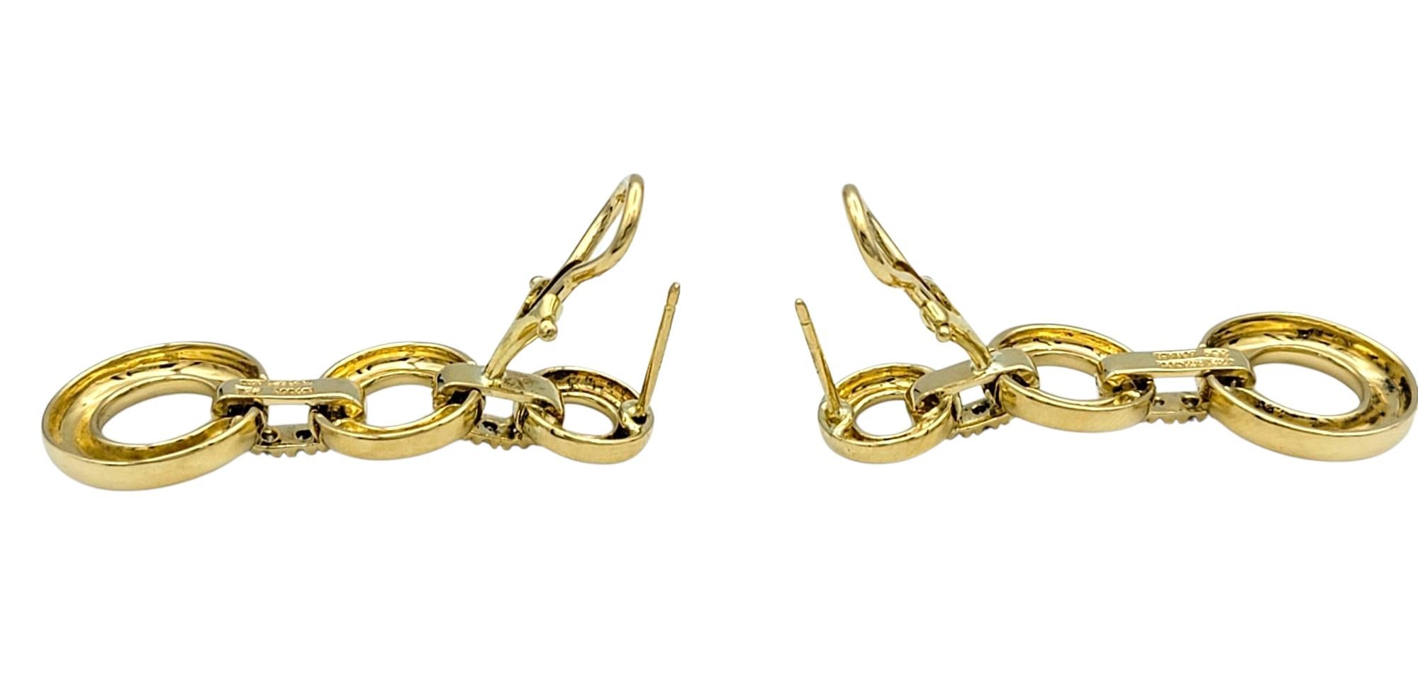 Vintage Tiffany & Co. Diamond Open Circle Drop Earrings in 18 Karat Yellow Gold In Good Condition For Sale In Scottsdale, AZ