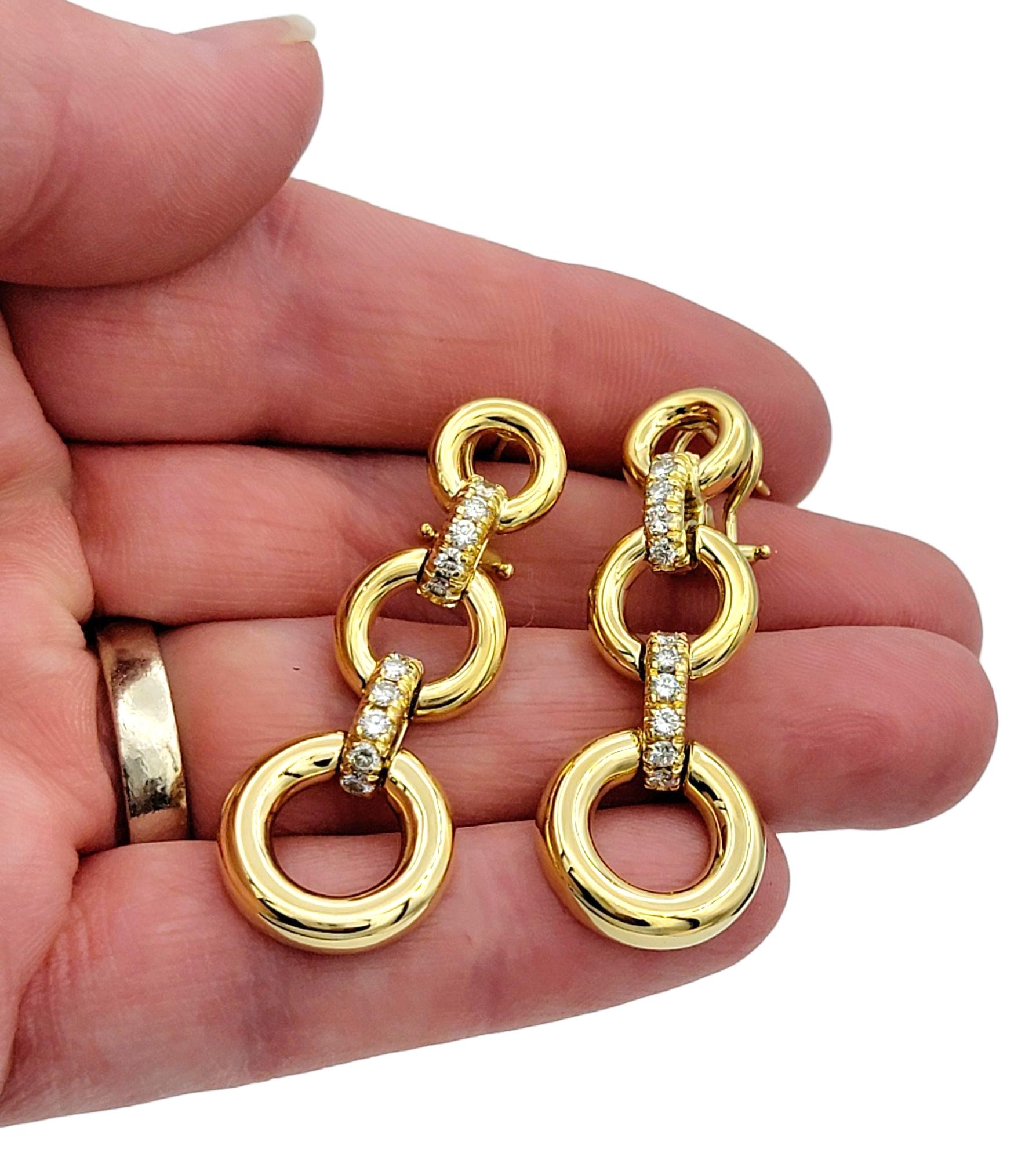 Vintage Tiffany & Co. Diamond Open Circle Drop Earrings in 18 Karat Yellow Gold For Sale 2