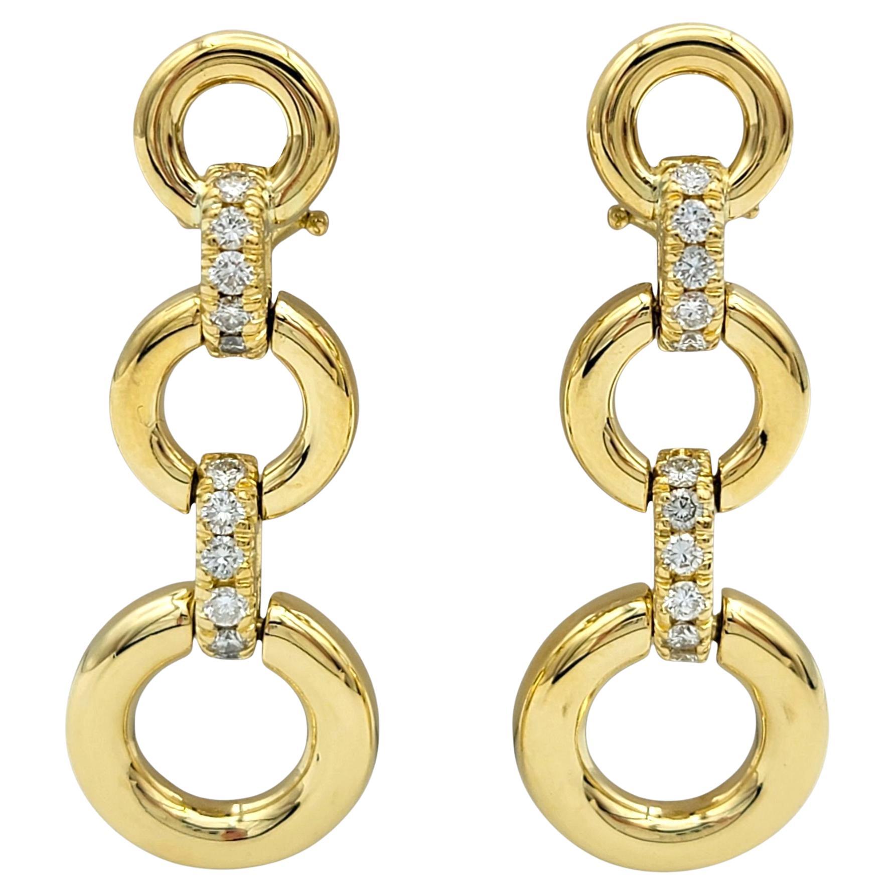 Vintage Tiffany & Co. Diamond Open Circle Drop Earrings in 18 Karat Yellow Gold