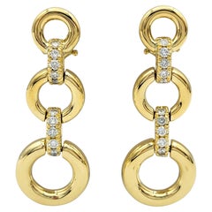 Vintage Tiffany & Co. Diamond Open Circle Drop Earrings in 18 Karat Yellow Gold
