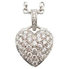 Vintage Tiffany & Co. Diamond Pavé Heart Platinum Necklace