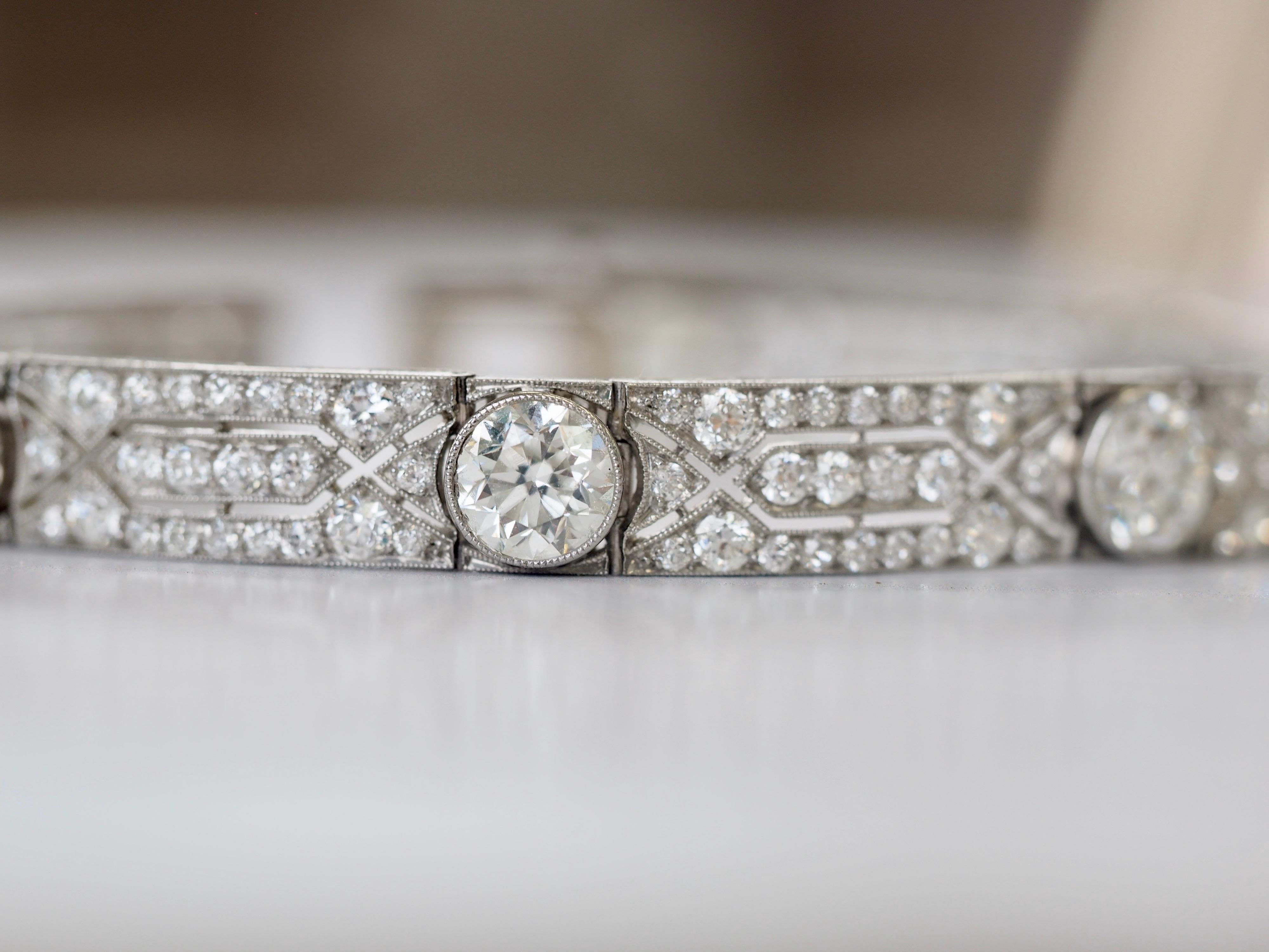 Women's or Men's Vintage Tiffany & Co. Diamond Platinum Deco Bracelet, circa 1915