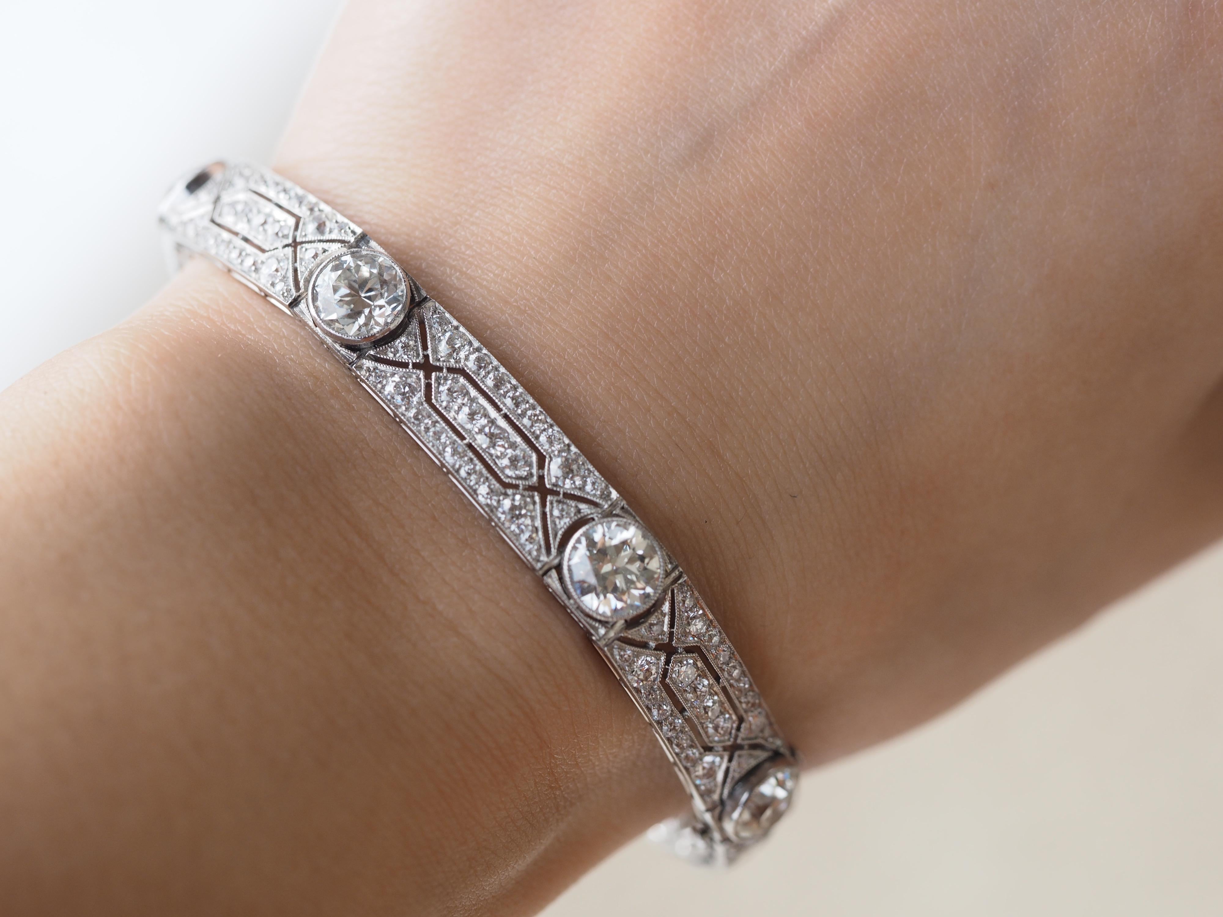 Vintage Tiffany & Co. Diamond Platinum Deco Bracelet, circa 1915 In Excellent Condition In Addison, TX