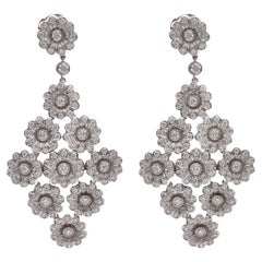 Vintage Tiffany & Co. Boucles d'oreilles chandelier en platine avec diamants et roses