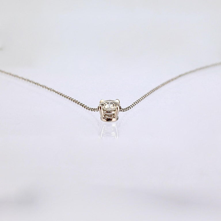 Women's or Men's Vintage Tiffany & Co. Diamond & Platinum Solitaire Pendant Necklace For Sale