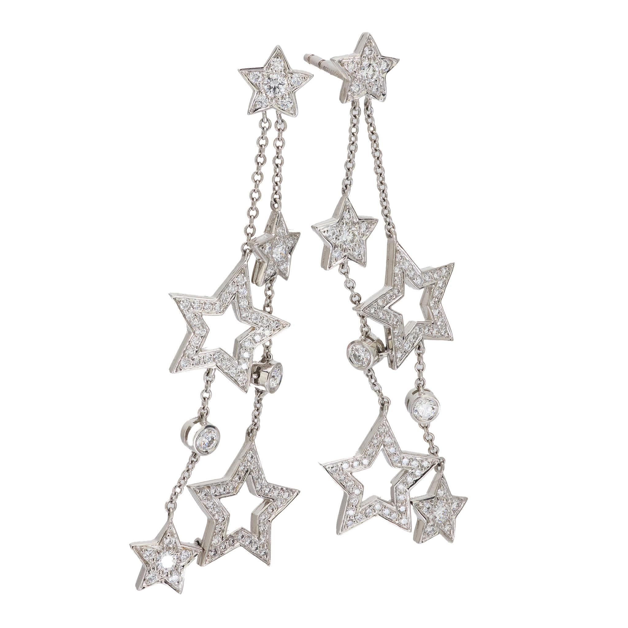 Modern Vintage Tiffany & Co. diamond platinum star dangle earrings