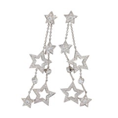 Vintage Tiffany & Co. diamond platinum star dangle earrings