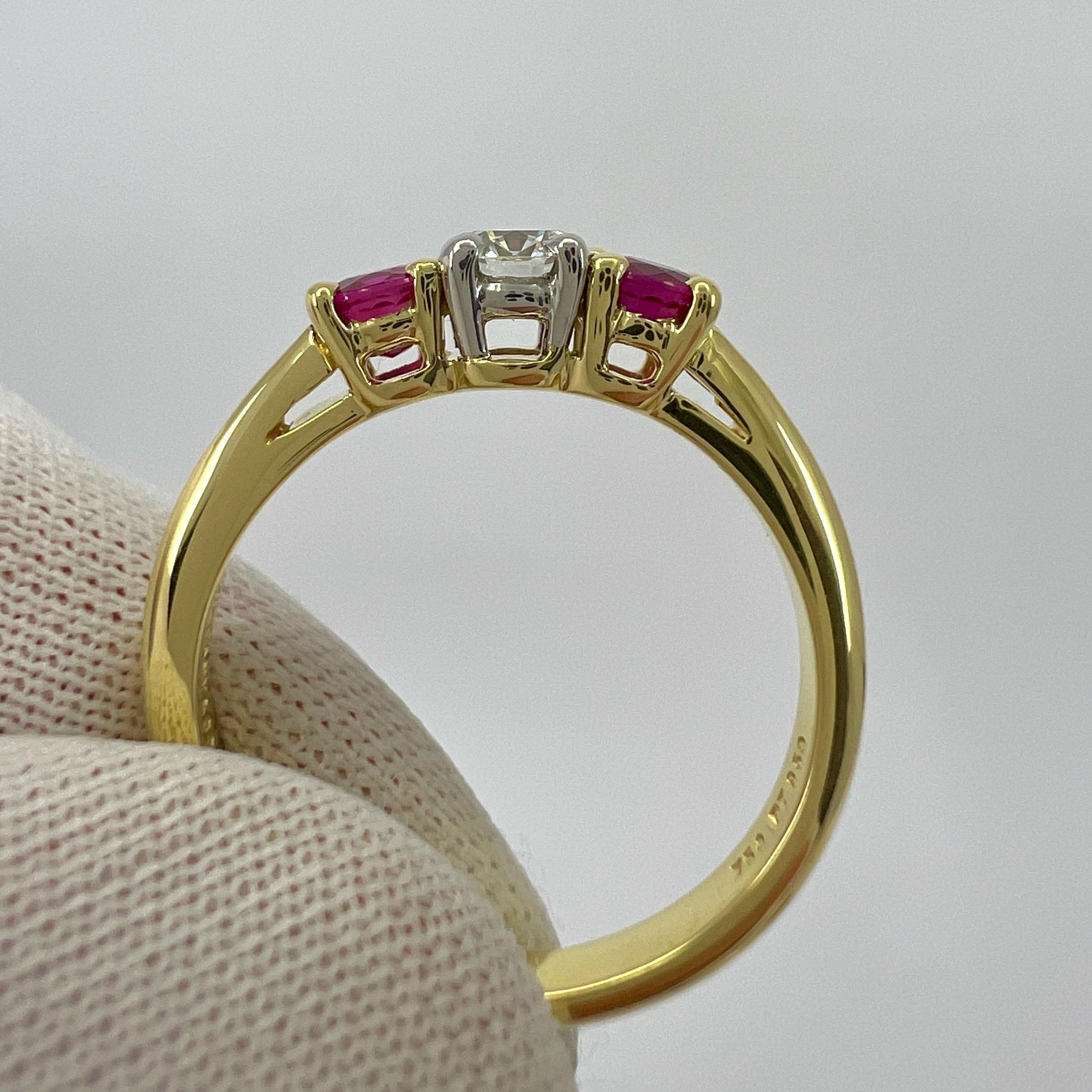 Vintage Tiffany & Co Diamond & Ruby 18k Yellow Gold & Platinum Three Stone Ring For Sale 3