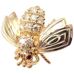 Vintage Tiffany & Co Diamond Ruby Bee Gelbgold Brosche Pin