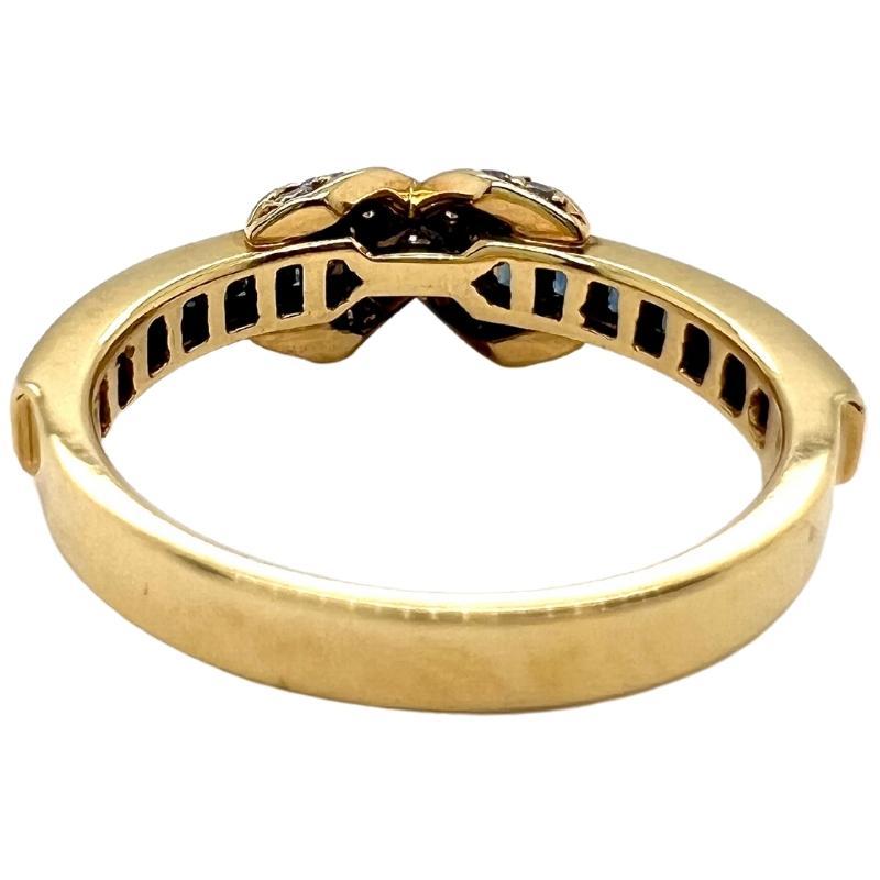 Round Cut Vintage Tiffany & Co Diamond Sapphire 18 Karat Yellow Gold Signature X Ring