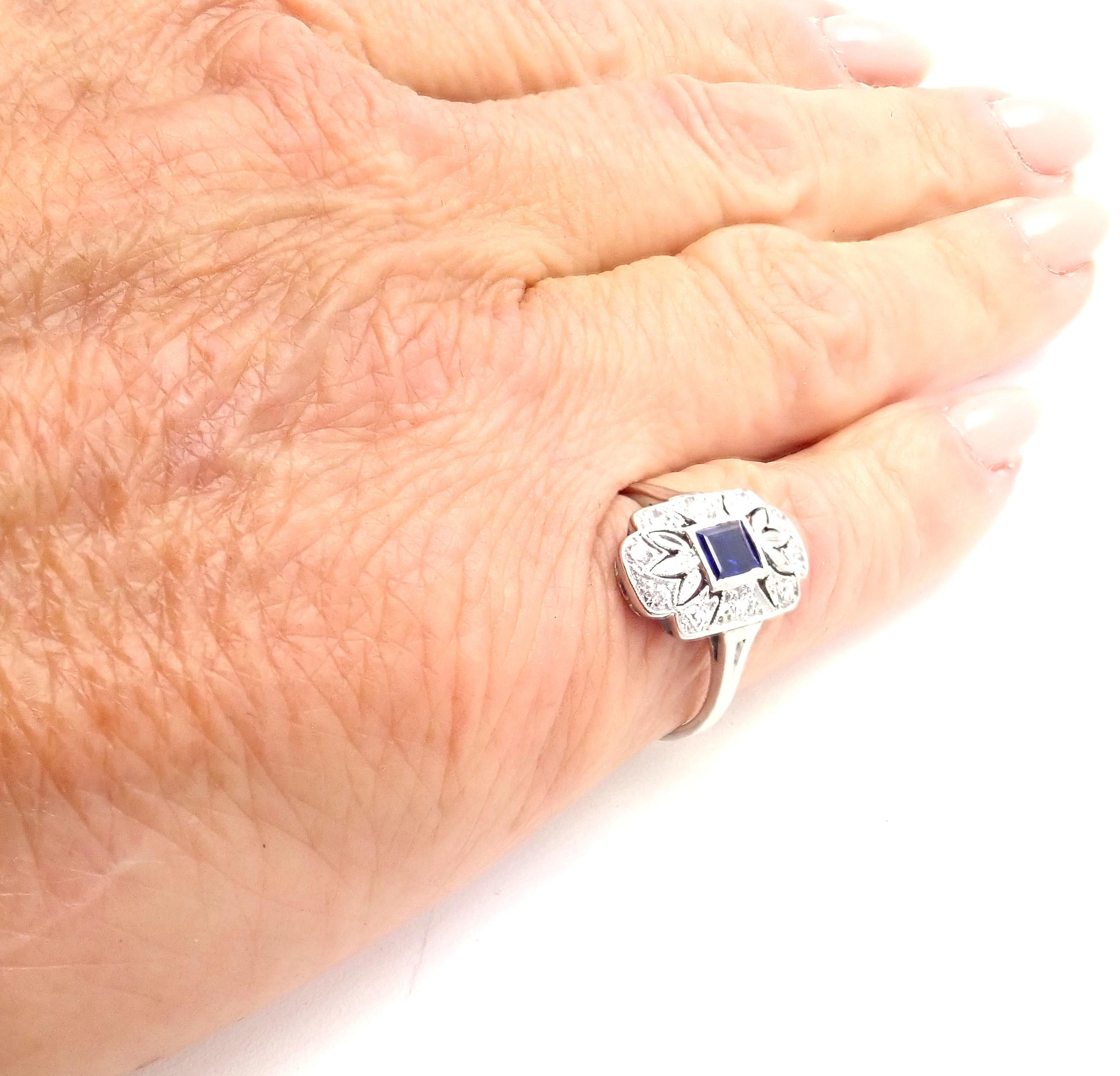 Brilliant Cut Vintage Tiffany & Co. Diamond Sapphire Irid Platinum Cocktail Ring For Sale