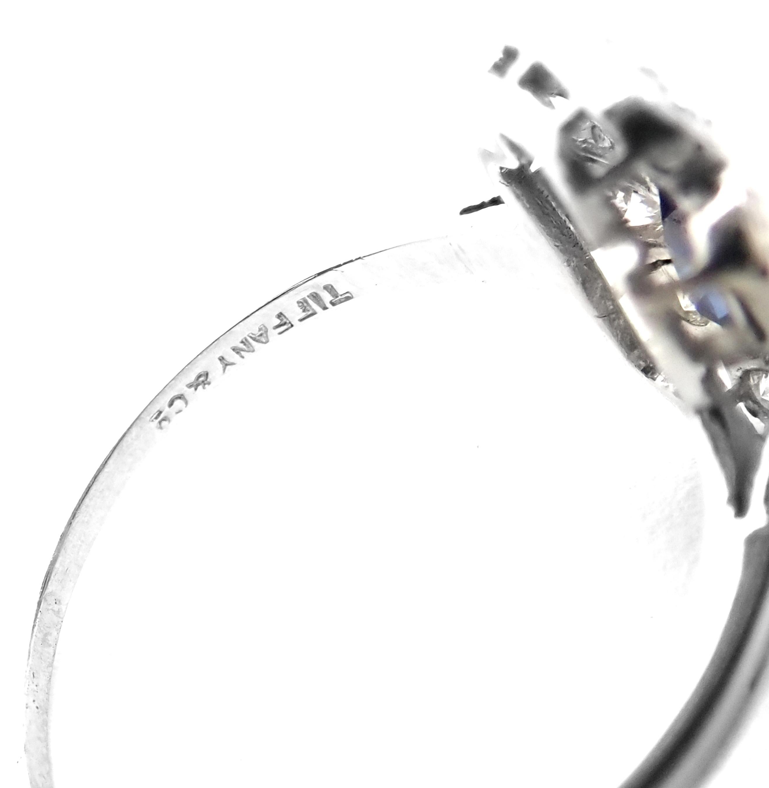 Women's or Men's Vintage Tiffany & Co. Diamond Sapphire Irid Platinum Cocktail Ring For Sale