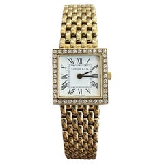 Vintage Tiffany & Co. Diamond Watch, 14K Gold, Swiss Quartz, Panther Link