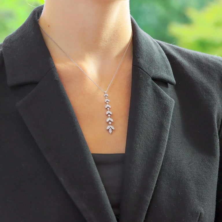 Modern Vintage Tiffany & Co. Diamond ‘Wisteria’ Pendant Necklace Set in Platinum For Sale
