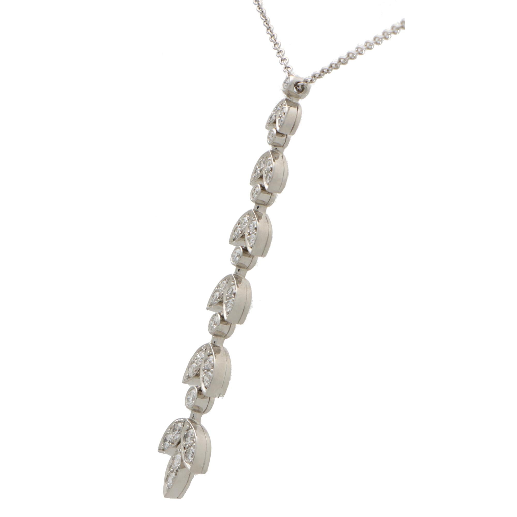 Modern Vintage Tiffany & Co. Diamond ‘Wisteria’ Pendant Necklace Set in Platinum