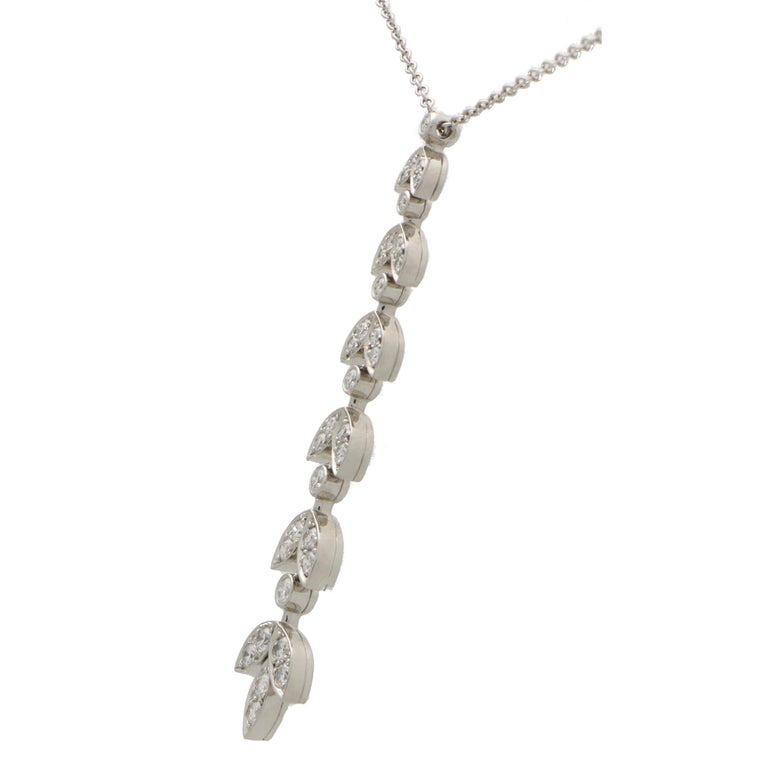 Women's or Men's Vintage Tiffany & Co. Diamond ‘Wisteria’ Pendant Necklace Set in Platinum For Sale