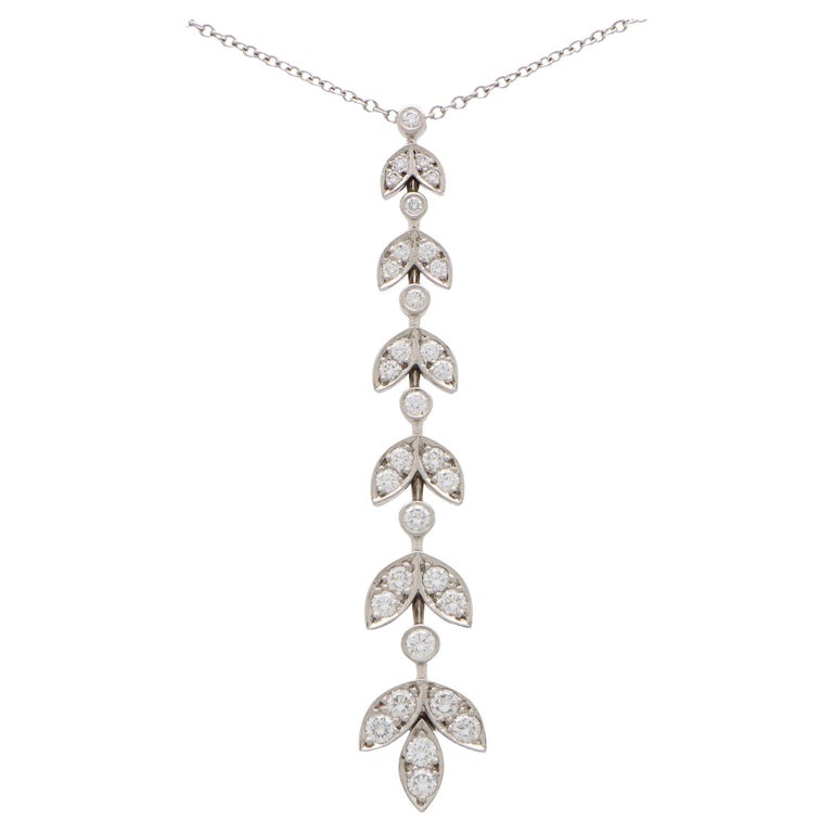 Vintage Tiffany & Co. Diamond ‘Wisteria’ Pendant Necklace Set in Platinum For Sale