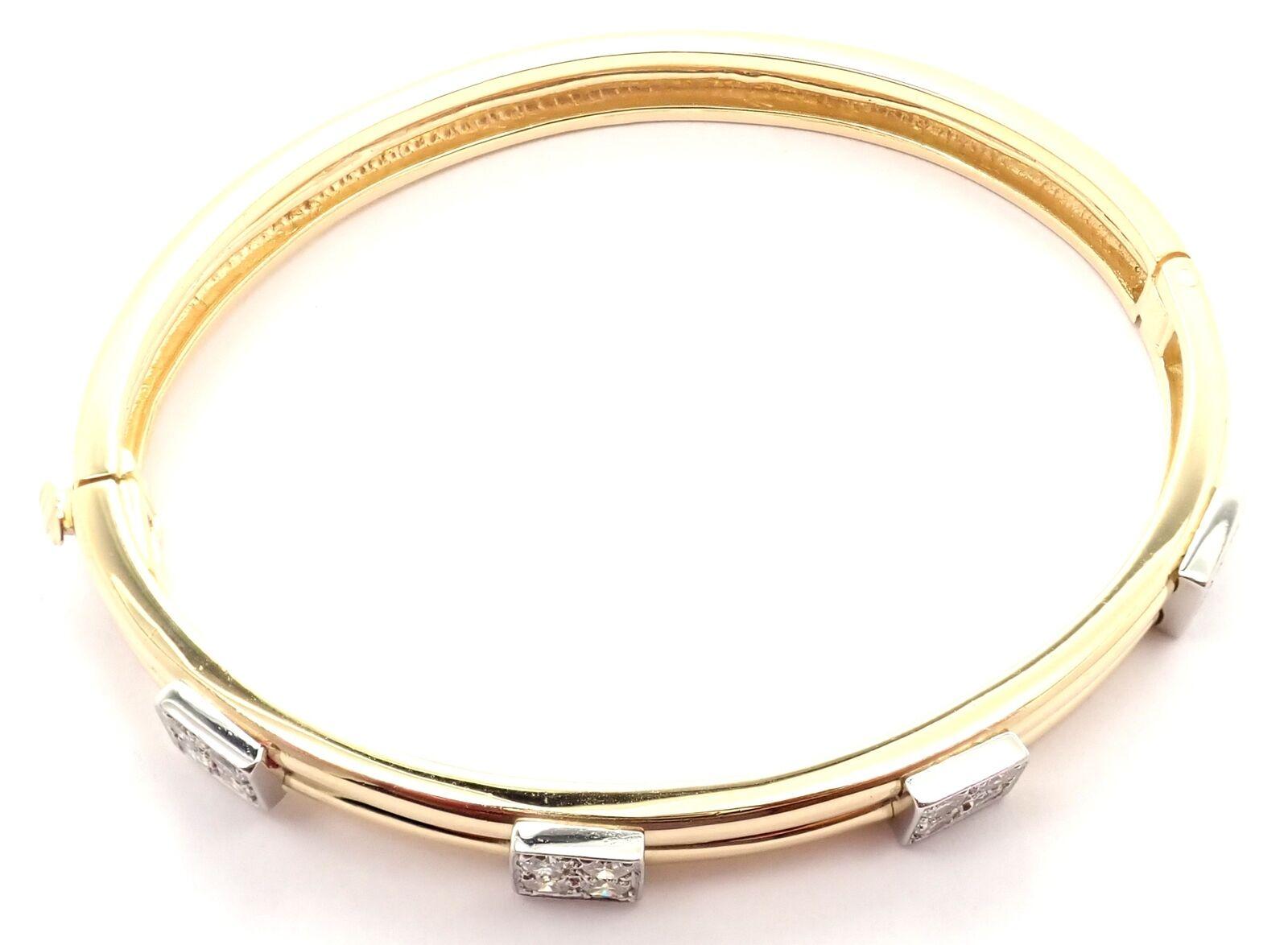 Tiffany & Co. Bracelet jonc vintage en or jaune et diamants Unisexe en vente