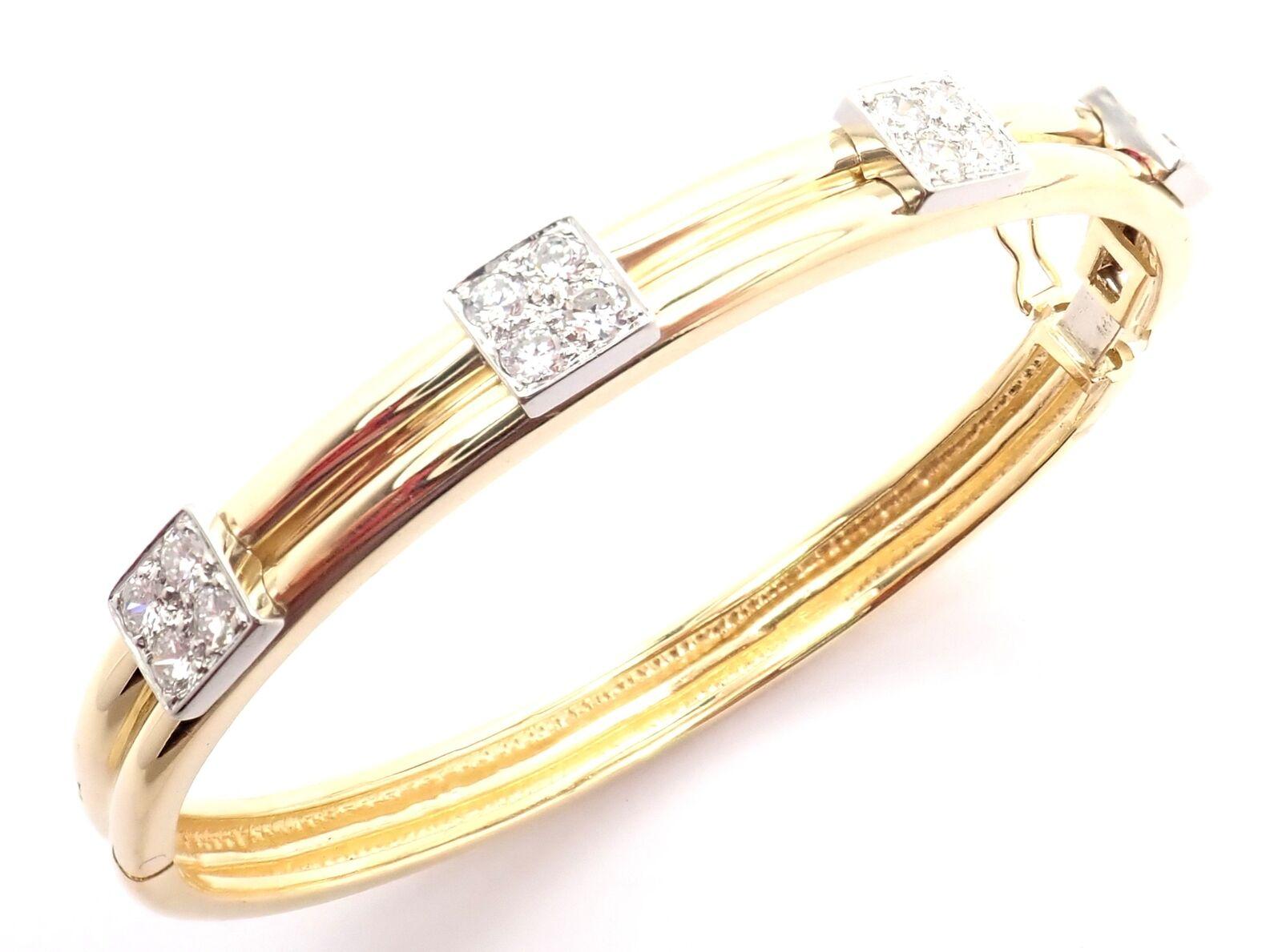 Women's or Men's Vintage Tiffany & Co Diamond Yellow Gold Bangle Bracelet For Sale