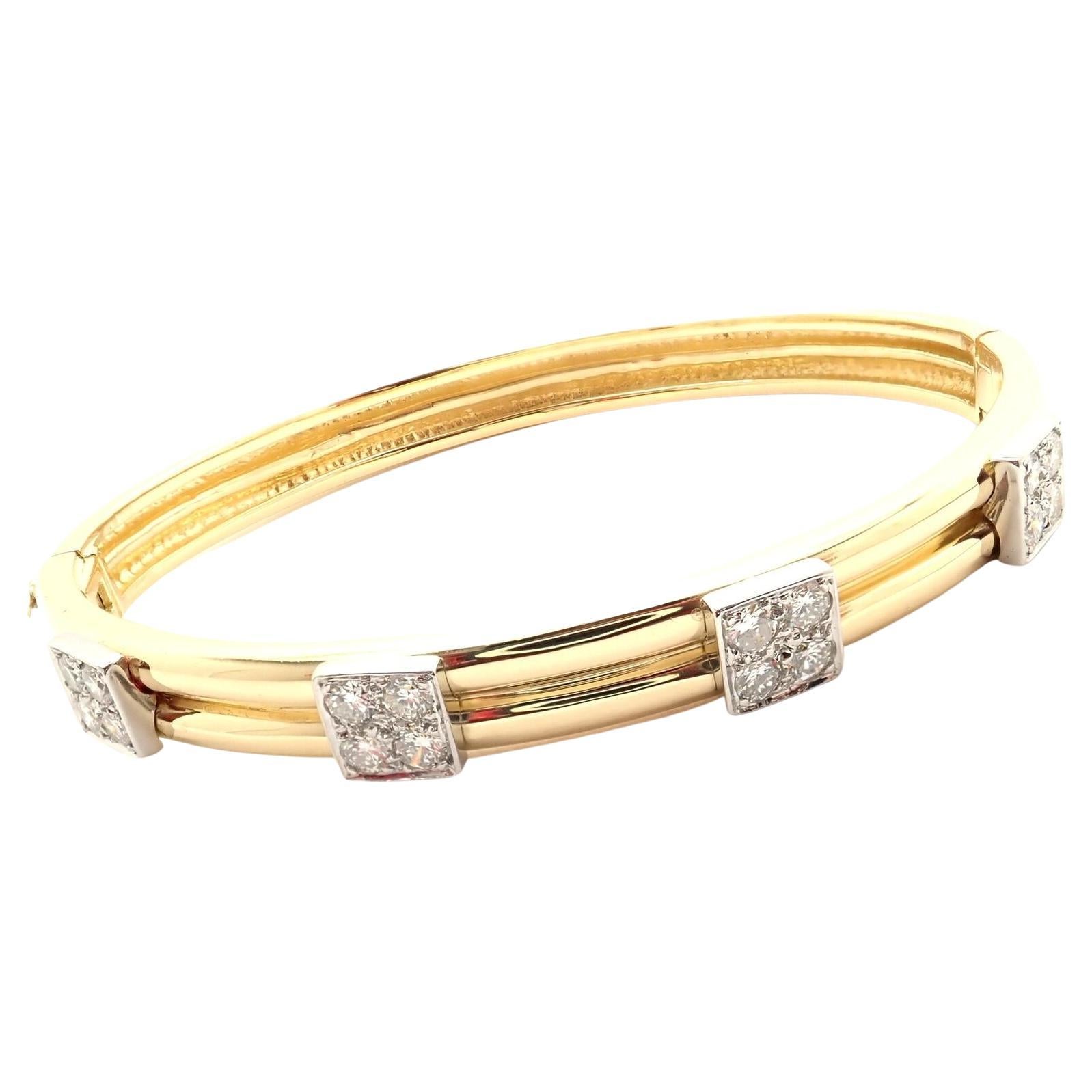 Vintage Tiffany & Co Diamond Yellow Gold Bangle Bracelet