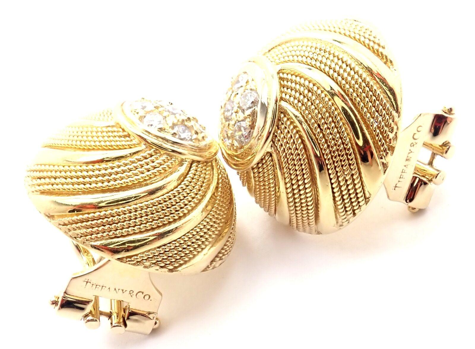 Femenino o masculino Pendientes vintage de oro amarillo con diamantes Tiffany & Co. en venta