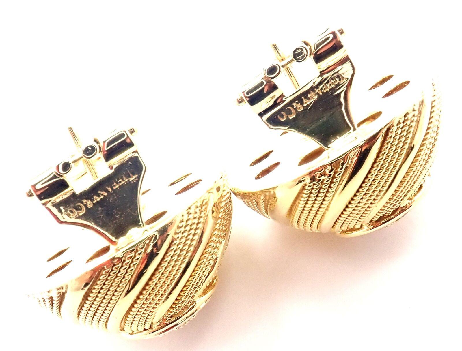 Vintage Tiffany & Co Diamond Yellow Gold Earrings For Sale 1