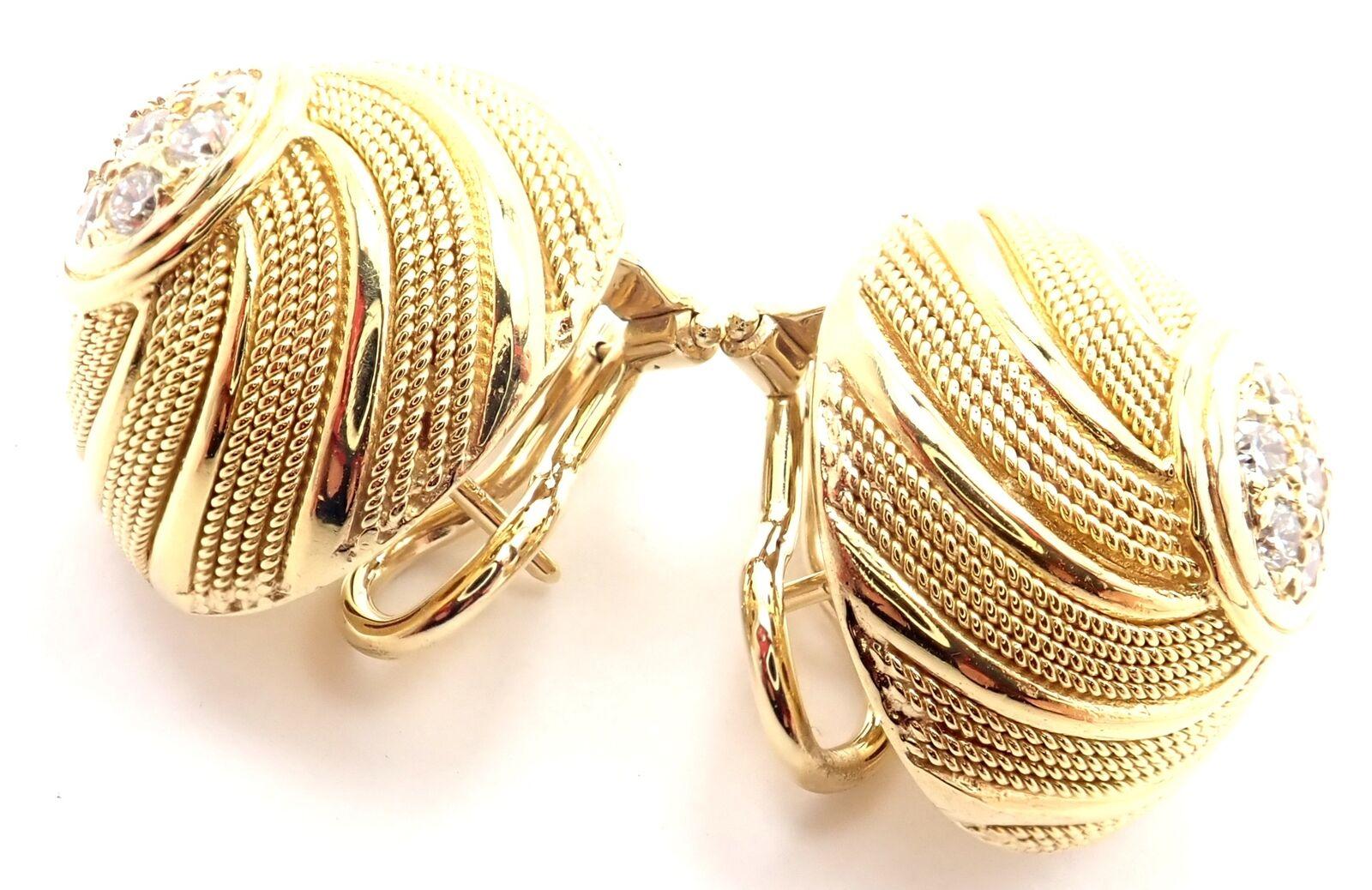 Vintage Tiffany & Co Diamond Yellow Gold Earrings For Sale 2