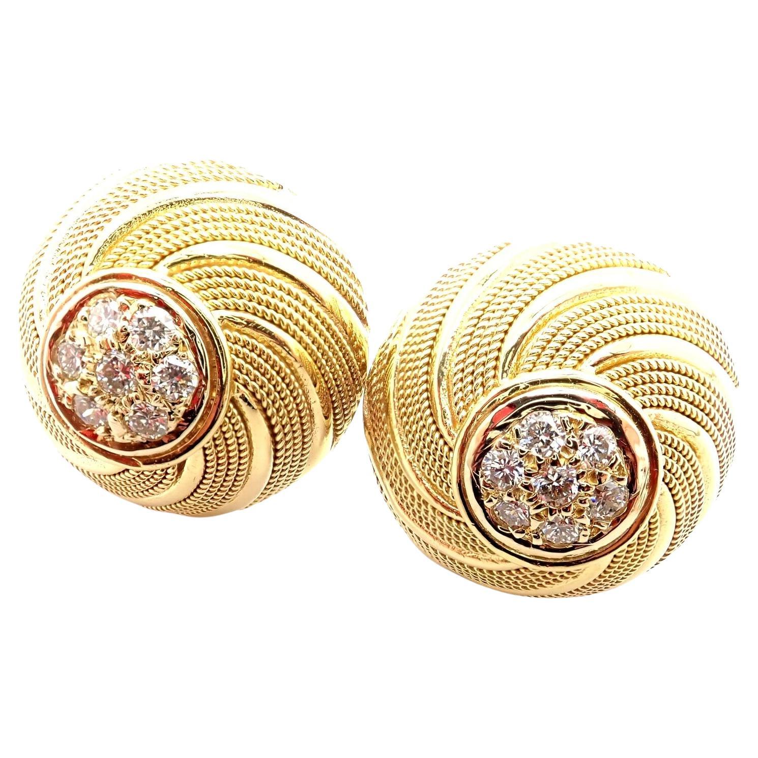 Tiffany &amp; Co. Boucles d'oreilles vintage en or jaune et diamants