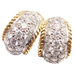 Vintage Tiffany & Co. Diamant Gelbgold Platin Hoop-Ohrringe
