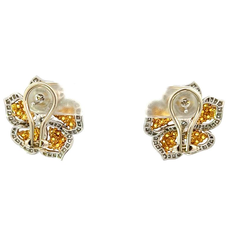 Vintage Tiffany & Co. Diamond Yellow Sapphire Platinum Flower Earrings 1
