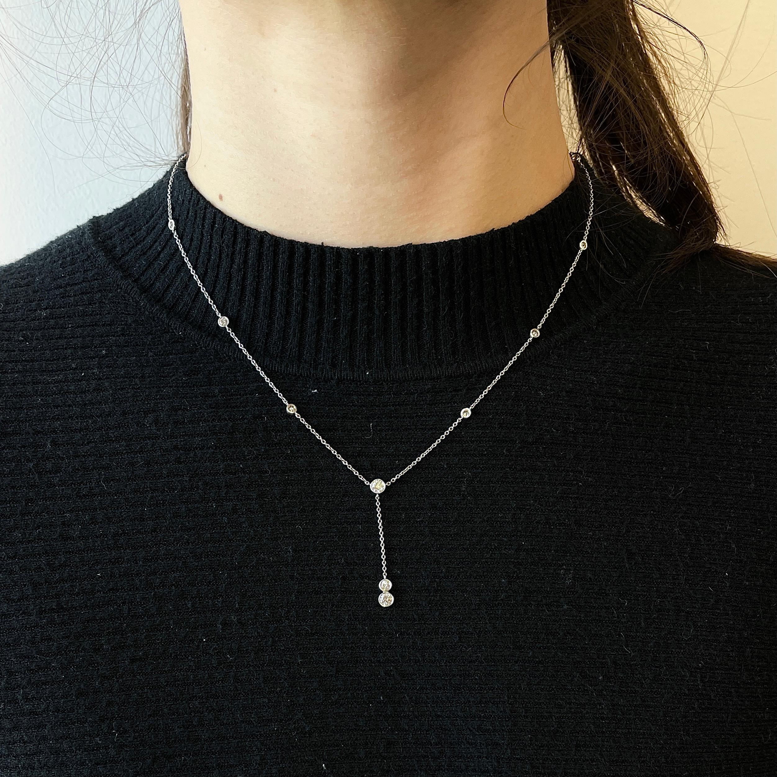 Fashion is subtle, effortless and elegant. If done right it should never go out of style and should be for every occasion. This Diamonds by the Yard necklace is especially desirable since its Vintage Tiffany & Co. Drop Pendant Necklace. The necklace