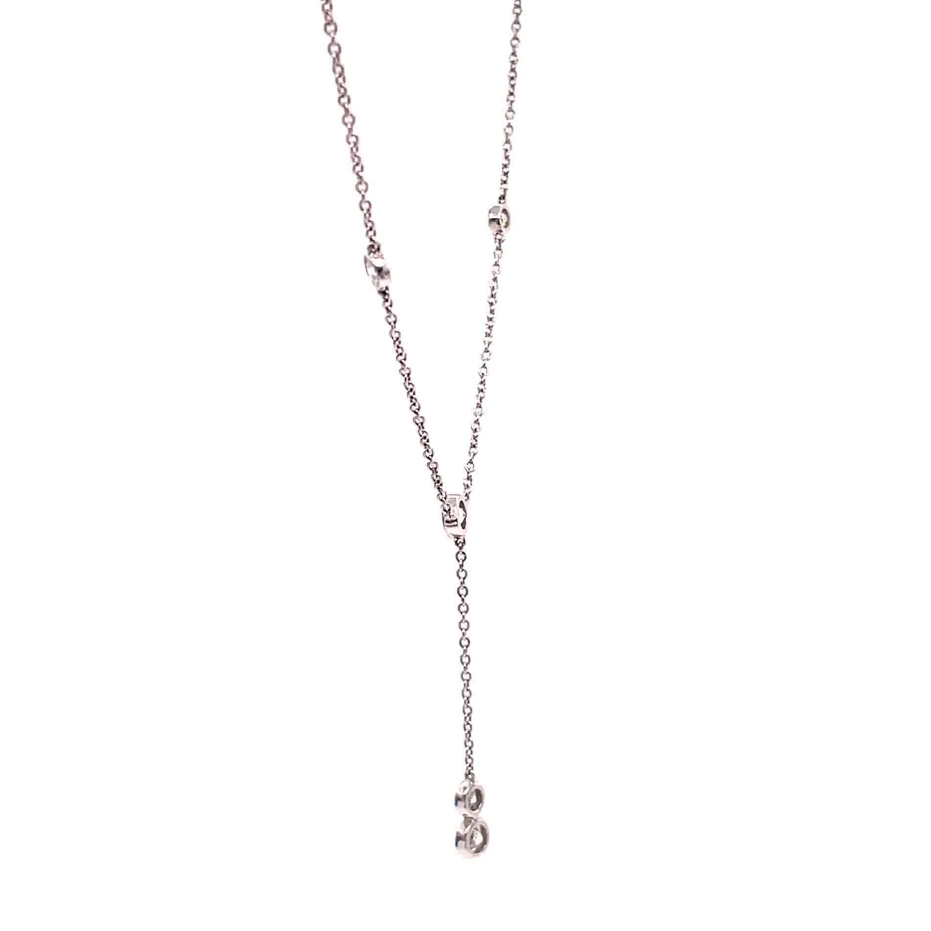 Round Cut Vintage Tiffany & Co. Diamonds by the Yard Platinum Drop Pendant Necklace