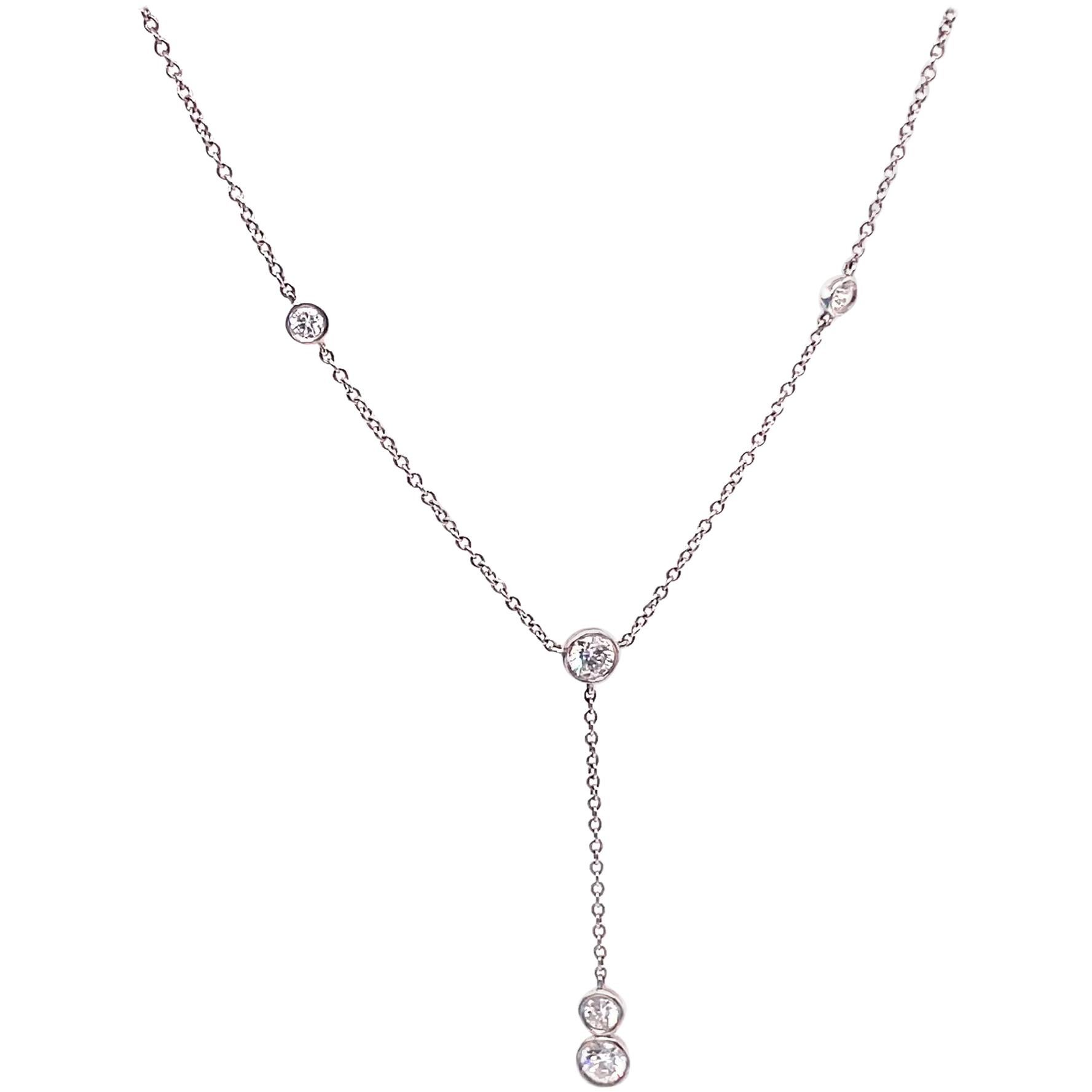 Vintage Tiffany & Co. Diamonds by the Yard Platinum Drop Pendant Necklace