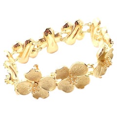 Vintage Tiffany & Co Dogwood Flower Yellow Gold Link Bracelet