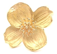 Vintage Tiffany & Co Dogwood Flower Yellow Gold Pin Brooch
