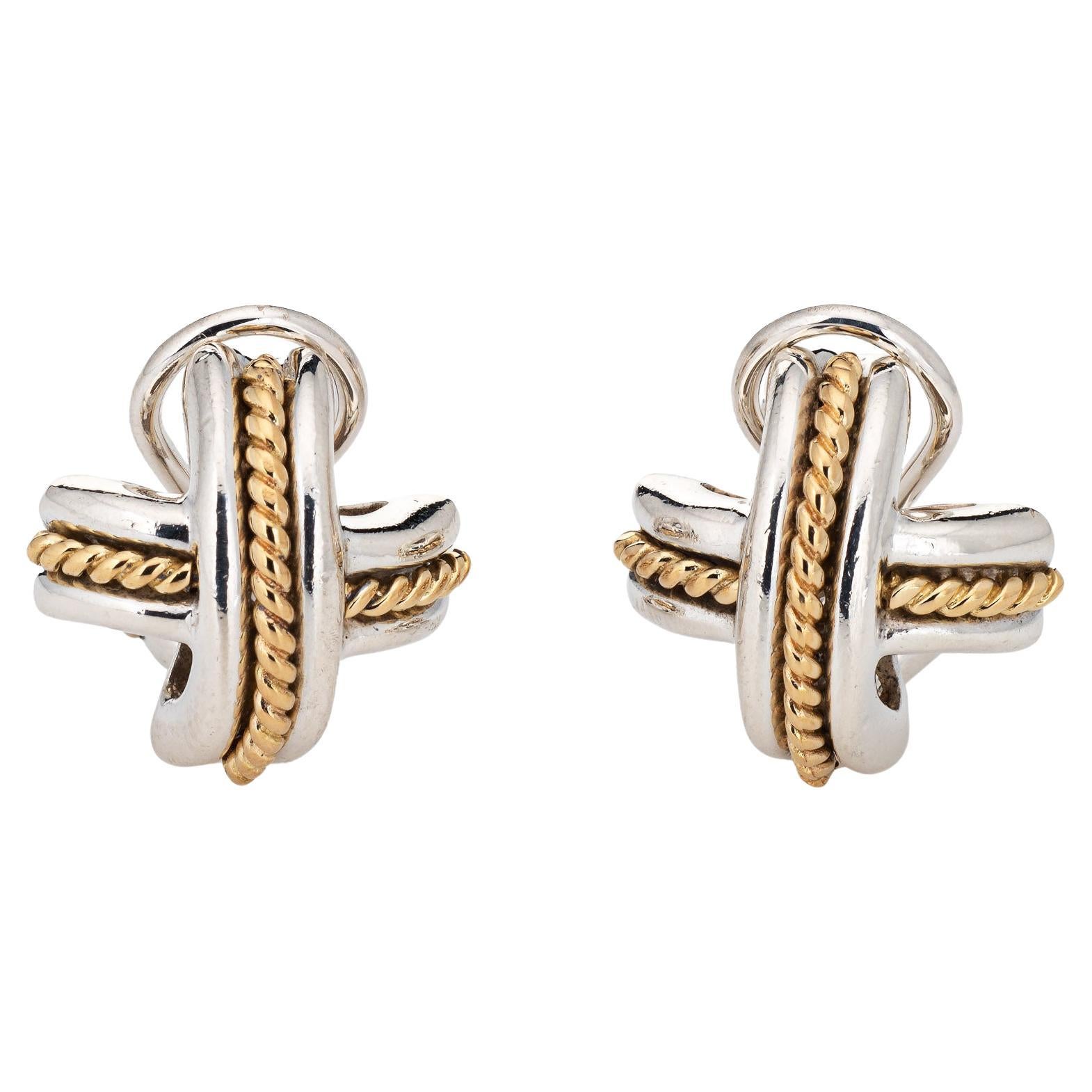Tiffany and Co. Large Gold and Silver Signature X Earrings at 1stDibs