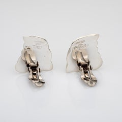 Vintage Tiffany & Co Earrings Sterling Silver Shell Scalloped Design Clip on