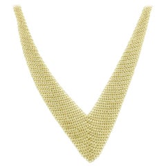 Vintage Tiffany & Co Elsa Peretti 18 Karat Yellow Gold Mesh Bib Tie Necklace Box