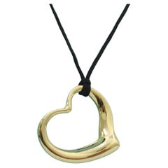 Vintage TIFFANY & Co. Elsa Peretti 18K Gold 36mm Open Heart Pendant Necklace